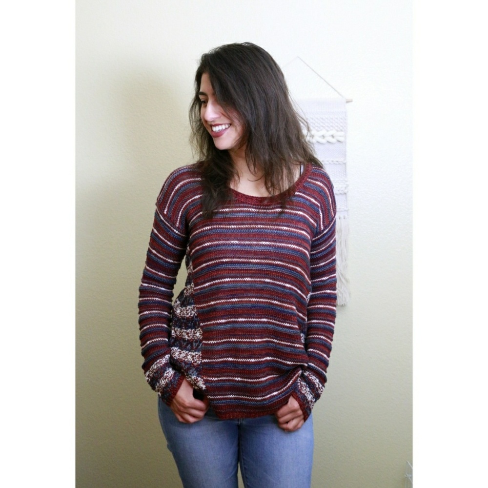 Burgundy and mixed color sweater